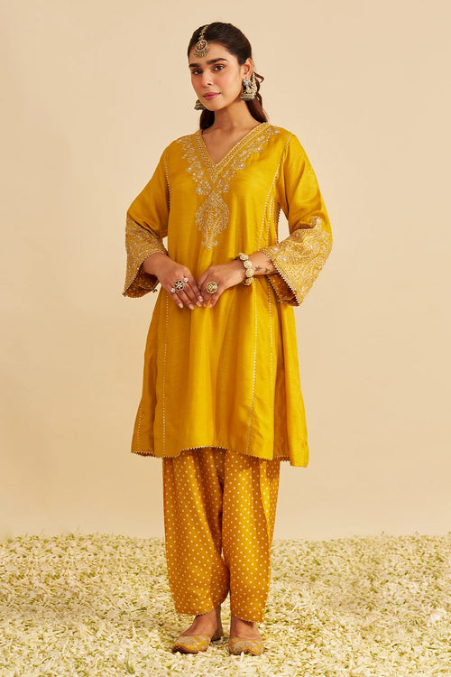 Niyah Mustard Short Chauga with Salwar