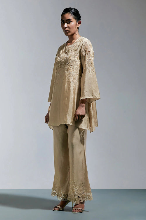 Shell Floral Threadwork Silk Co-ord Set