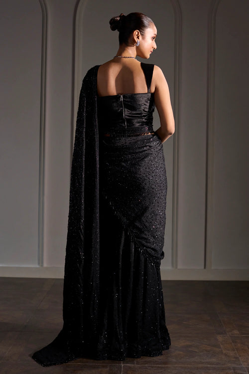 Velvet Veil Saree with Corset Blouse