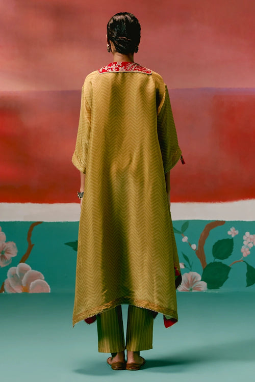 Mustard Tissue Kaftan Set