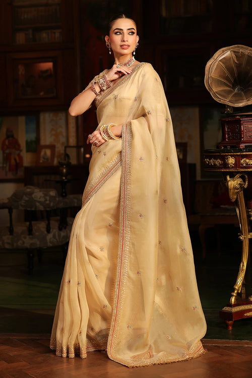 Ahista Ivory Patti Buta Saree Set