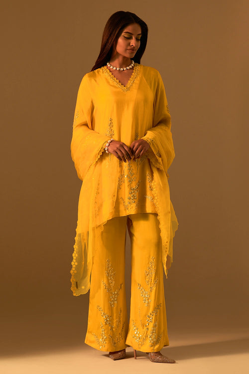 Saffron Embroidered Edge Organza Dupatta