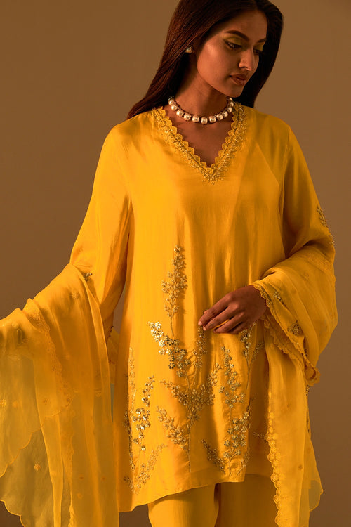 Saffron Embroidered Edge Organza Dupatta