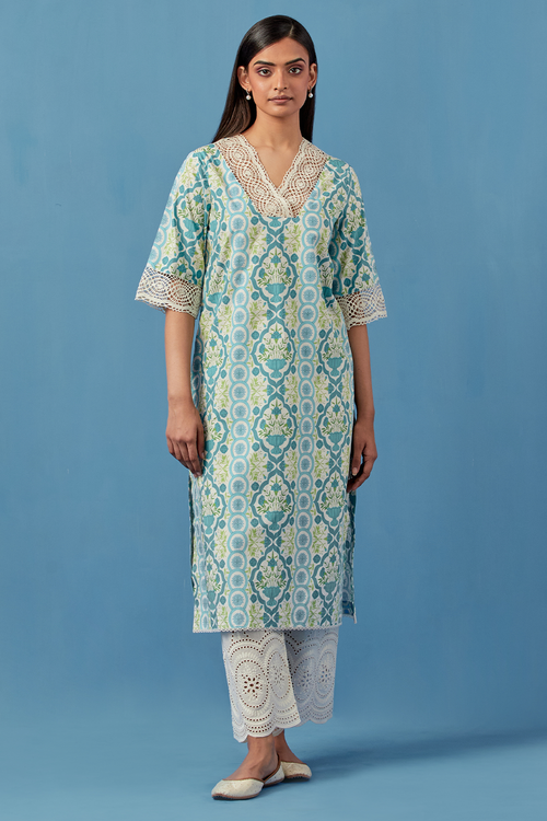 Sea Blue Aparajita Kurta and Pants