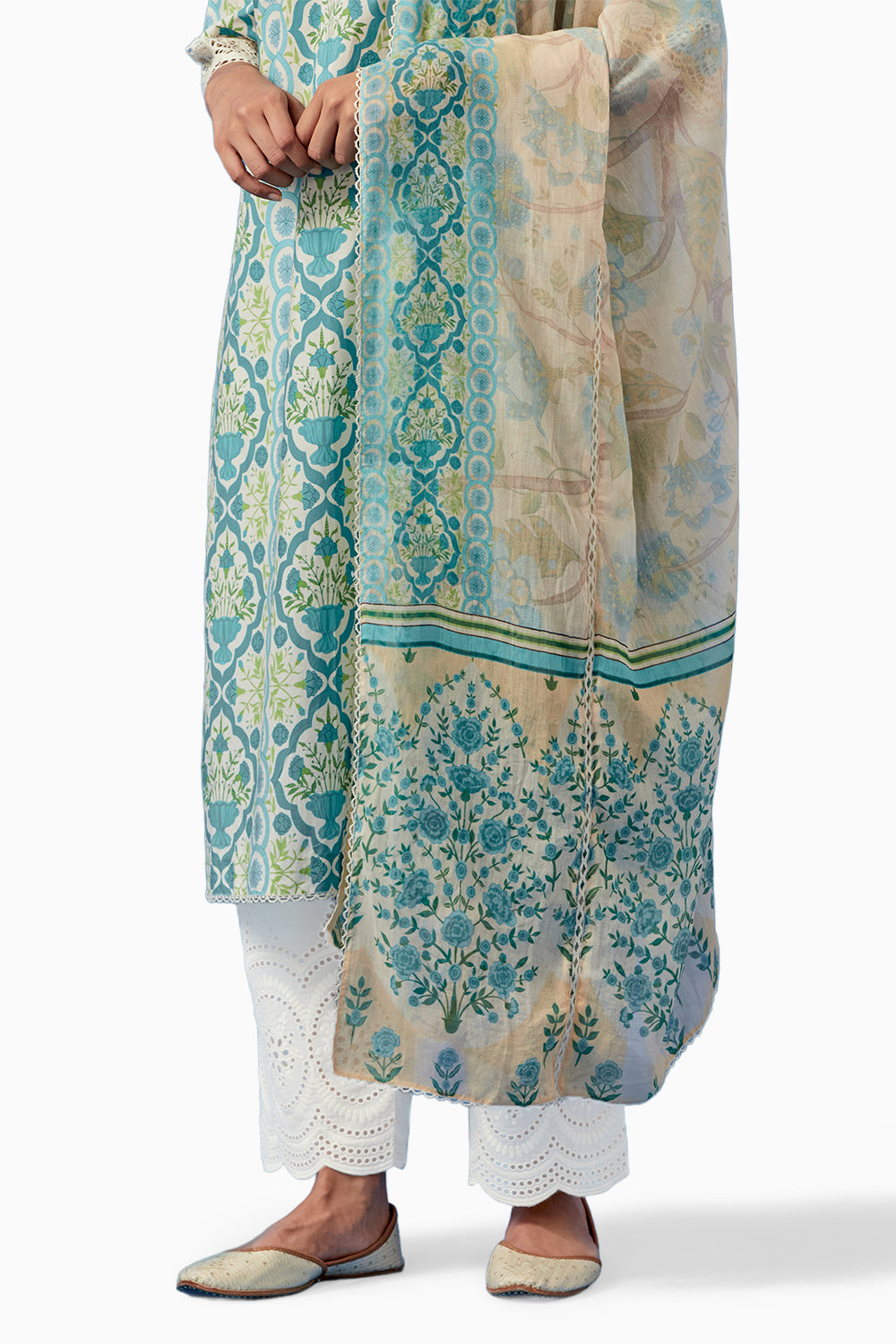 Sea Blue Aparajita Kurta and Pants with Dupatta