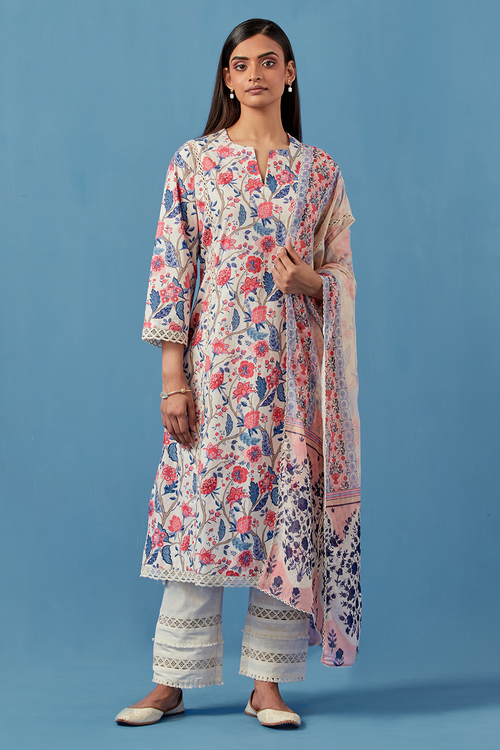 Ivory Kala Kurta and Pants with Dupatta