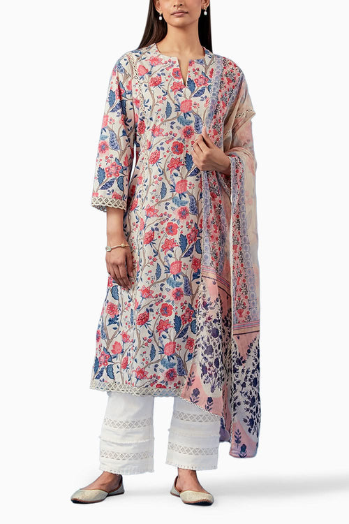 Ivory Kala Kurta and Pants with Dupatta