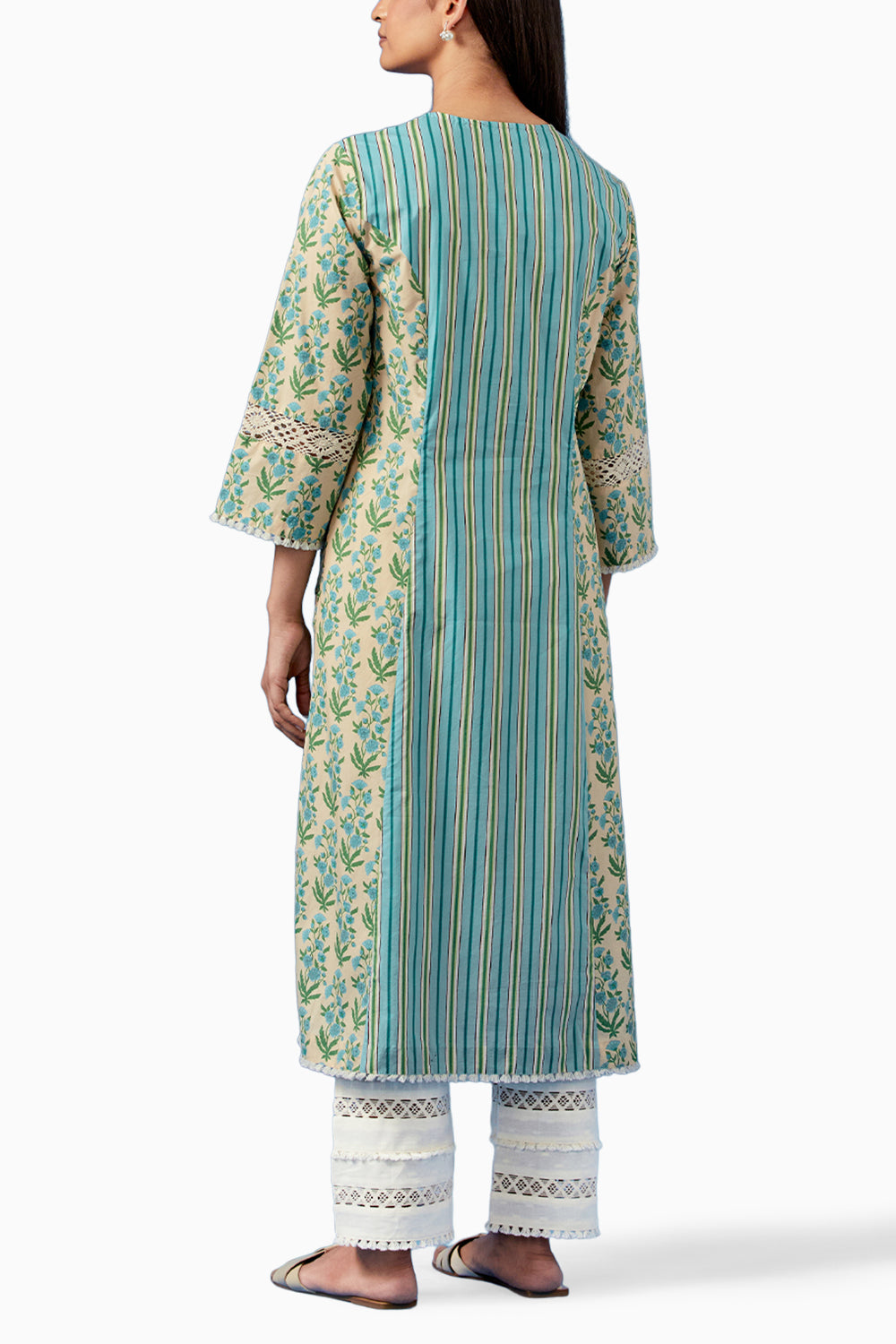 Lemon and Turquoise Malhaar Kurta and Pants with Dupatta