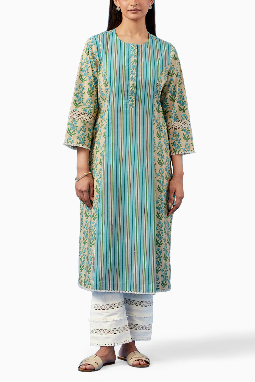 Lemon and Turquoise Malhaar Kurta and Pants