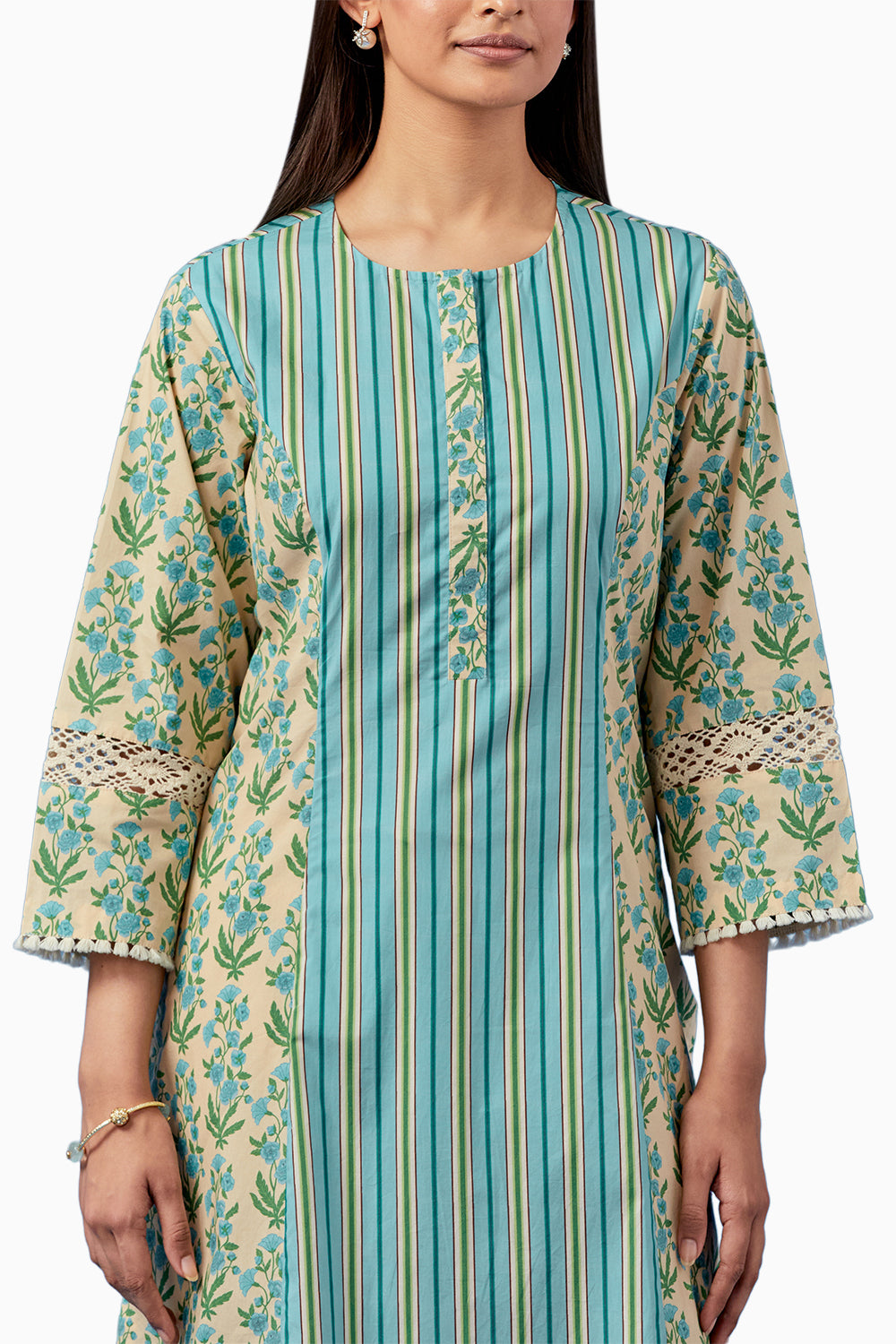 Lemon and Turquoise Malhaar Kurta and Pants