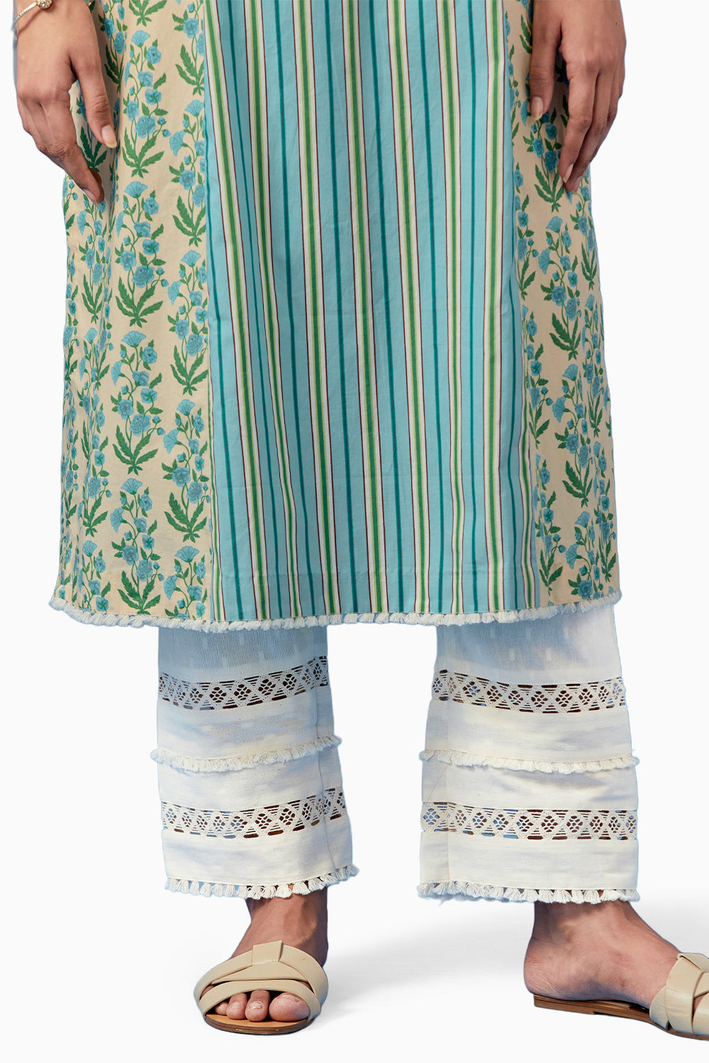 Lemon and Turquoise Malhaar Kurta and Pants