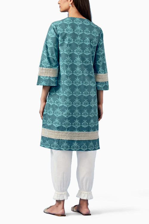 Turquoise Barkha Kurta and Pants