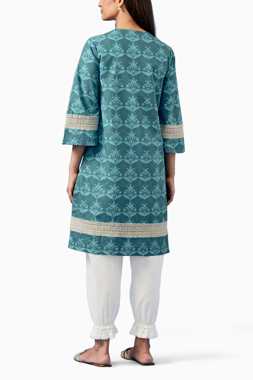 Turquoise Barkha Kurta and Pants with Dupatta