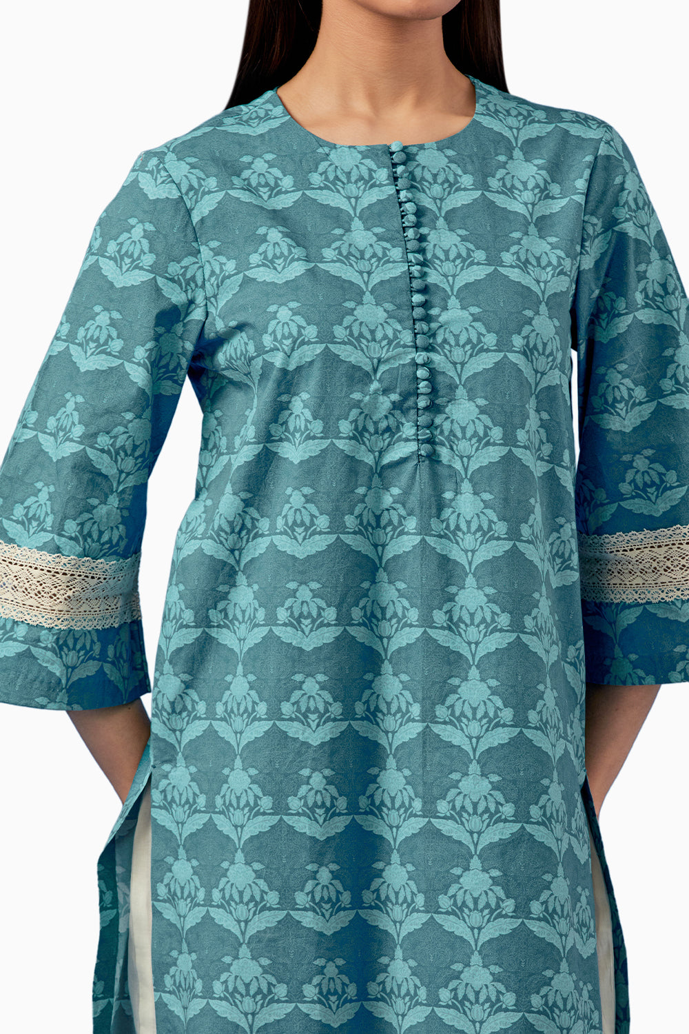 Turquoise Barkha Kurta and Pants