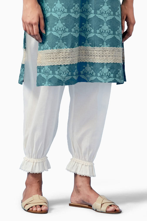 Turquoise Barkha Kurta and Pants