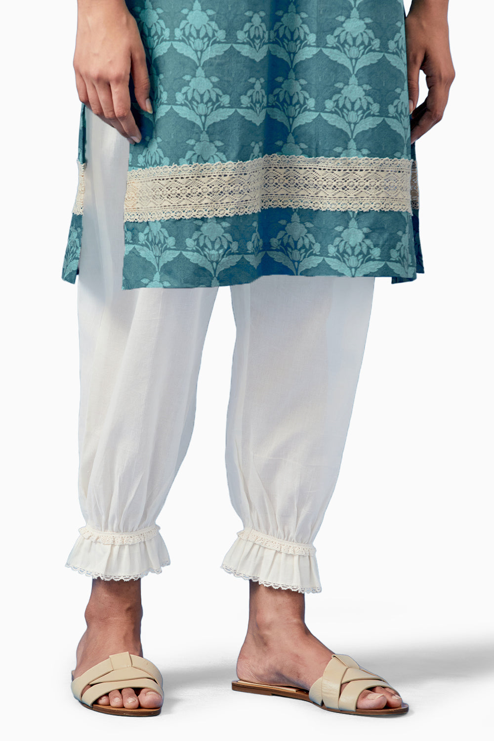 Turquoise Barkha Kurta and Pants with Dupatta