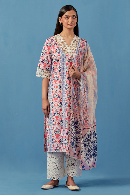Pink Aparajita Kurta and Pants with Dupatta