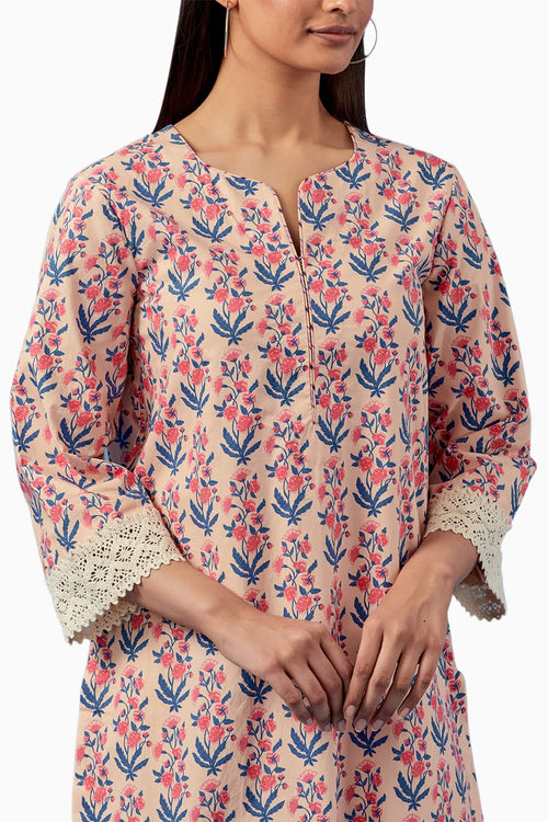 Pink Badra Kurta and Pants