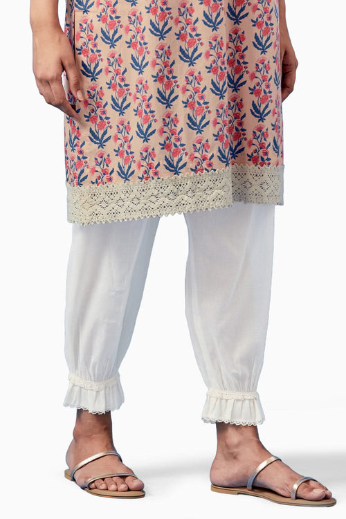 Pink Badra Kurta and Pants with Dupatta