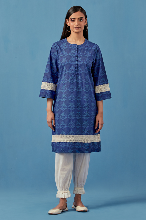 Blue Barkha Kurta and Pants