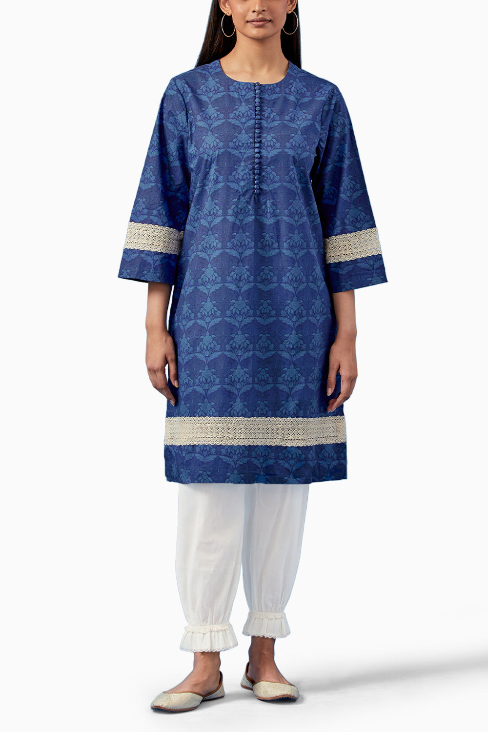 Blue Barkha Kurta and Pants with Dupatta