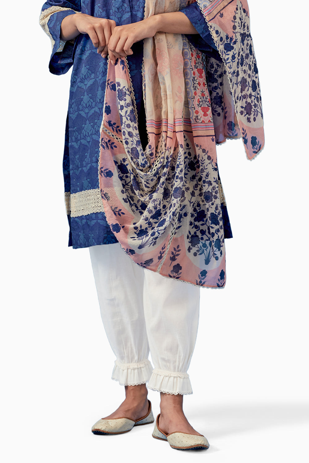 Blue Barkha Kurta and Pants with Dupatta