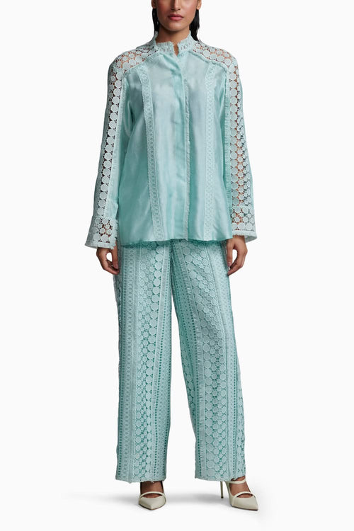 Mint Blue Lace Set