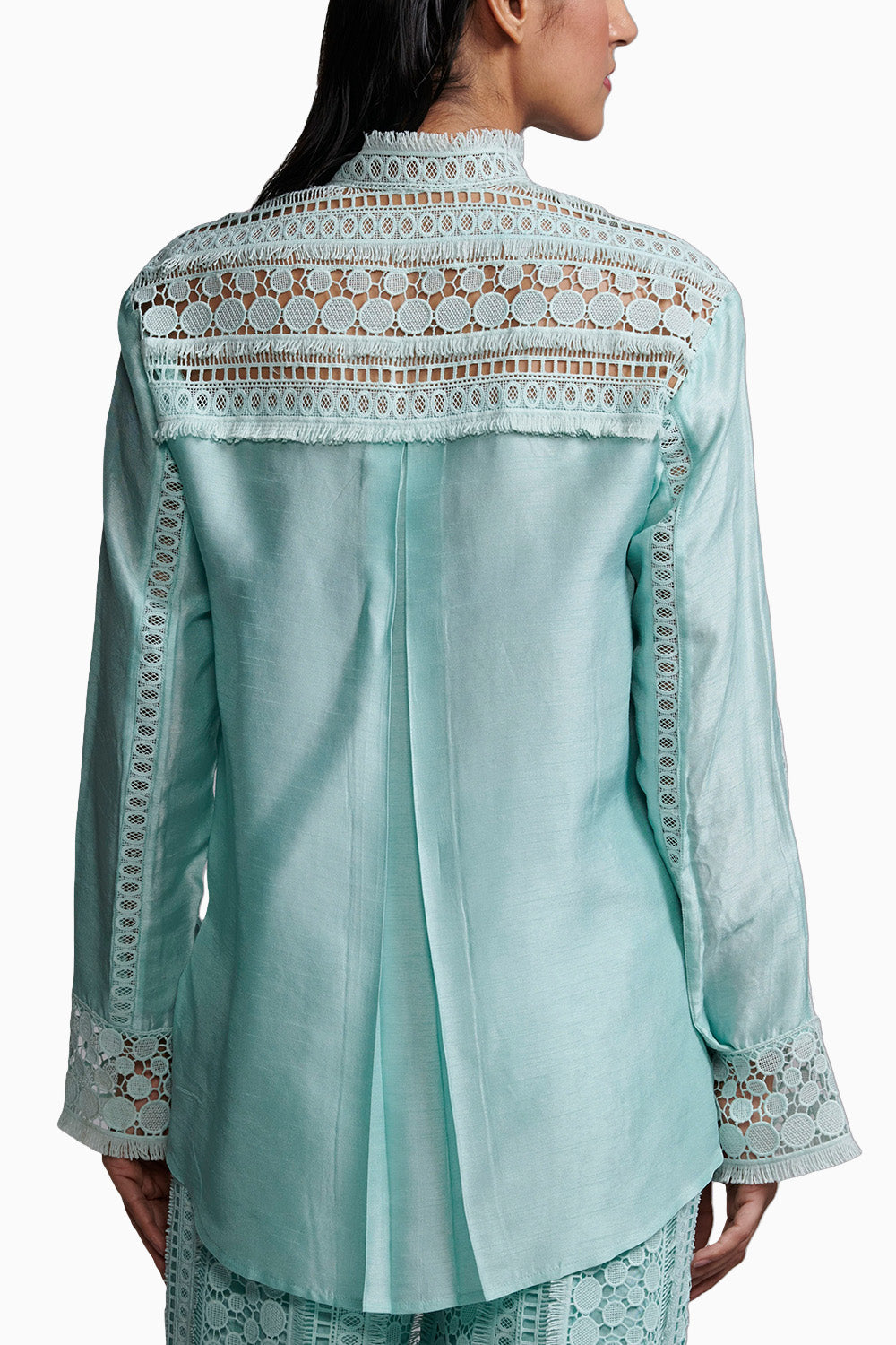 Mint Blue Lace Top