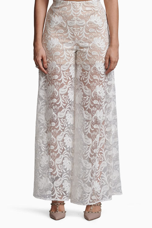 Embroidered Ivory Bralette and Pant