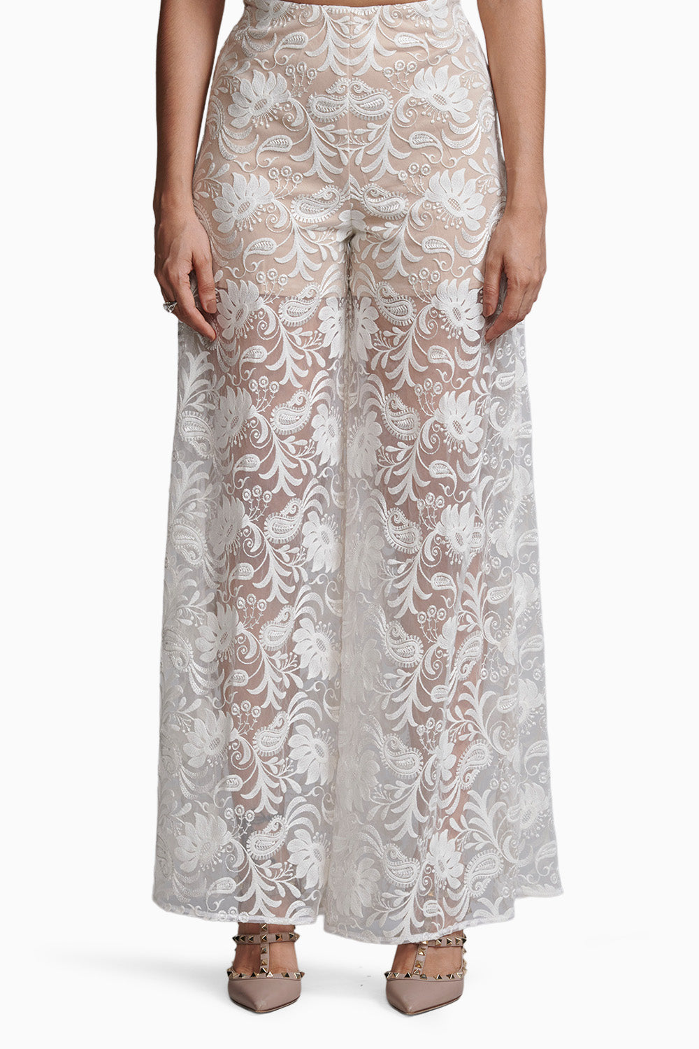 Embroidered Ivory Bralette and Pant