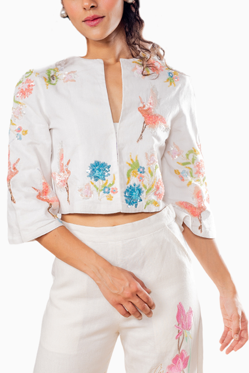 Ivory Floral Bird Jacket