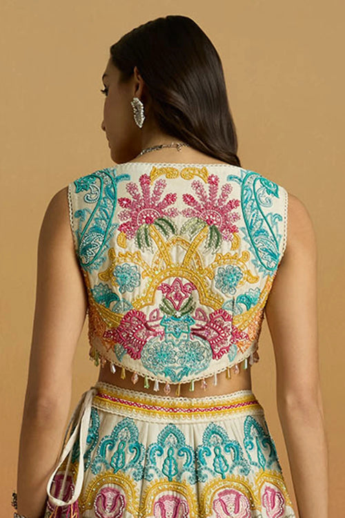 Ivory Multicolour Paisley Cordwork Amaryllis Bustier