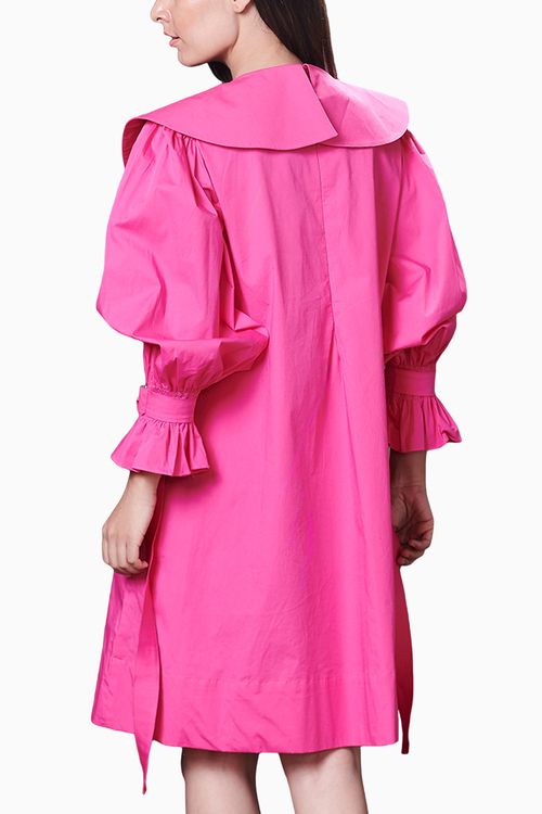 Pink Collar Embroidered Dress