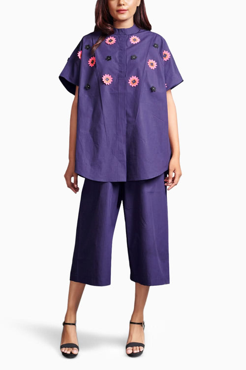 Purple Embroidered Co-ord Set