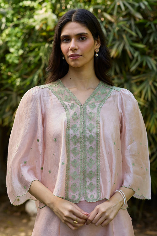 River Fork Pink Embroidered Blouse