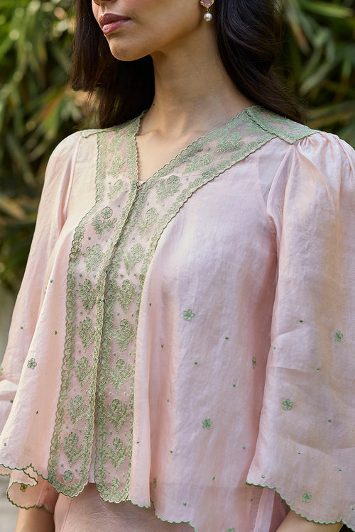 River Fork Pink Embroidered Blouse