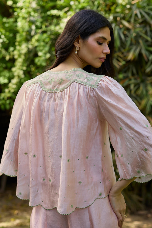 River Fork Pink Embroidered Blouse