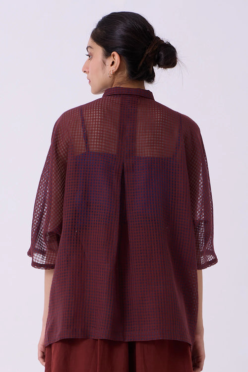Zuri Blue Checkered Handwoven Top