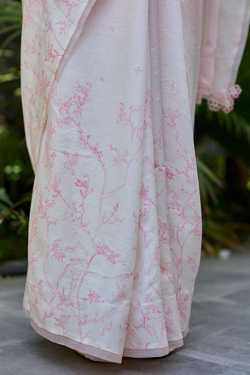 Once-Upon-a-Garden Pink Saree With Blouse
