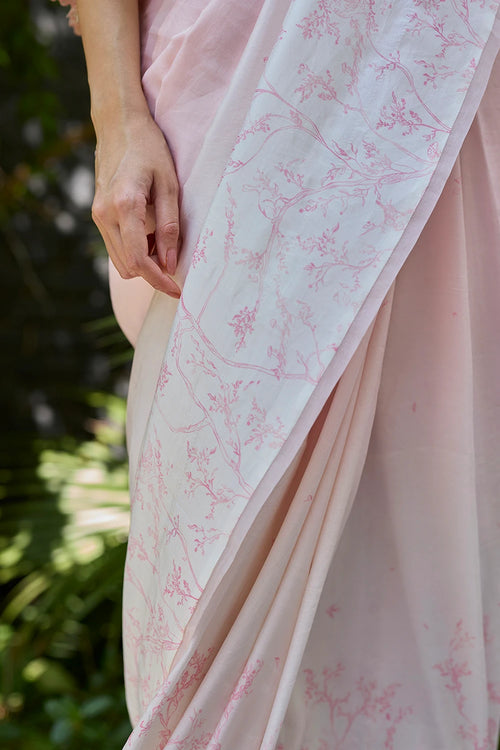 Once-Upon-a-Garden Pink Saree With Blouse