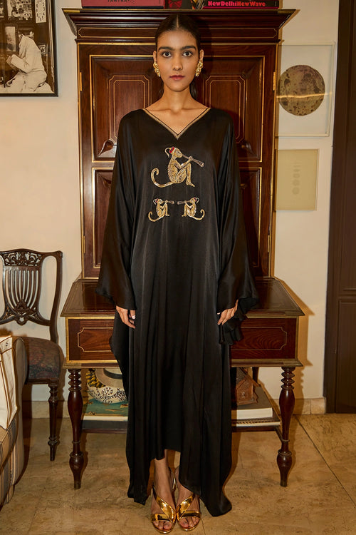 Frolicking Monkeys Black Kaftan