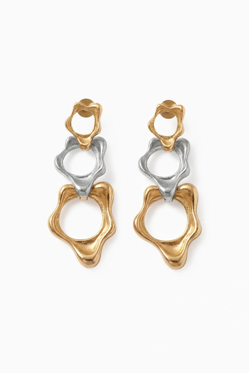 Dual Tone Fluid Trio Earring