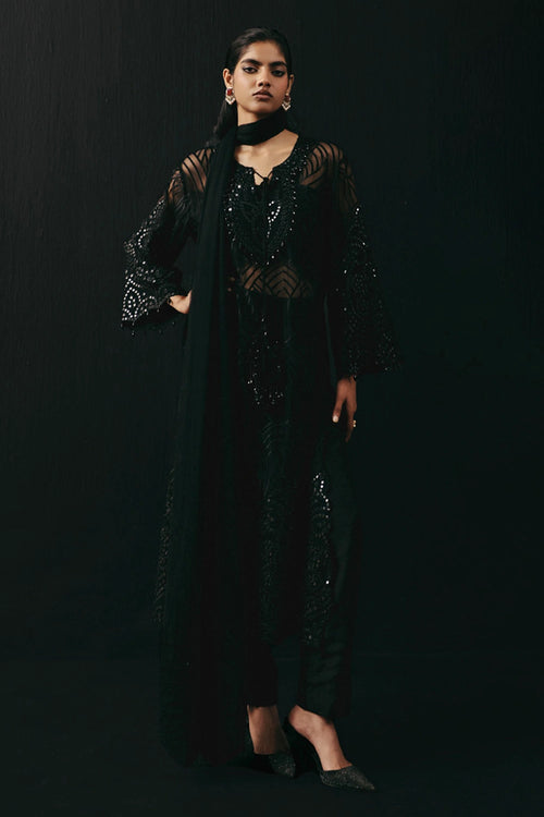 Black Mirrorwork V Neck Kurta
