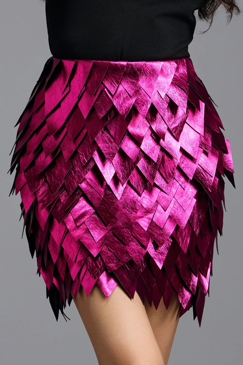 Metallic Pink Geometric Mini Skirt