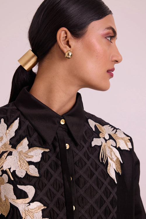 Black Mimi Framed Shirt Dress