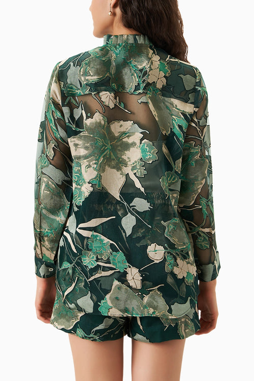 Petal Sheer Green Shorts Set