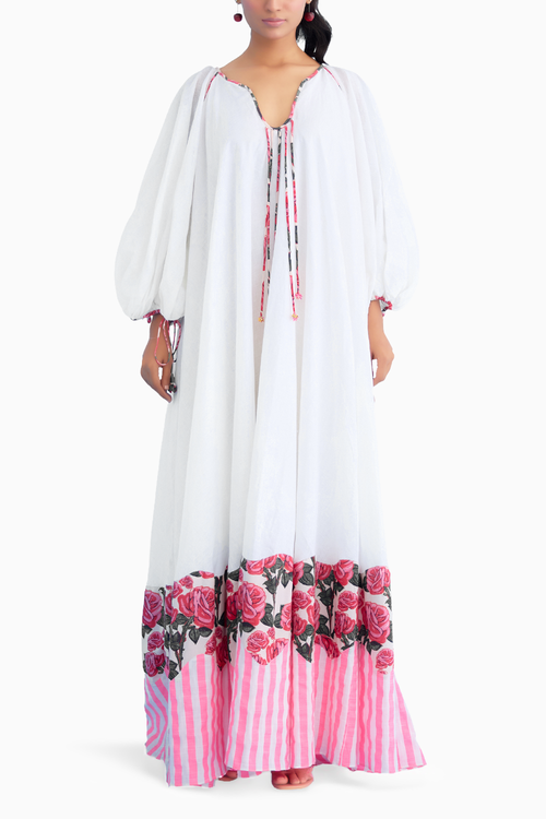 Whitebubble Sleeves Maxi Dress