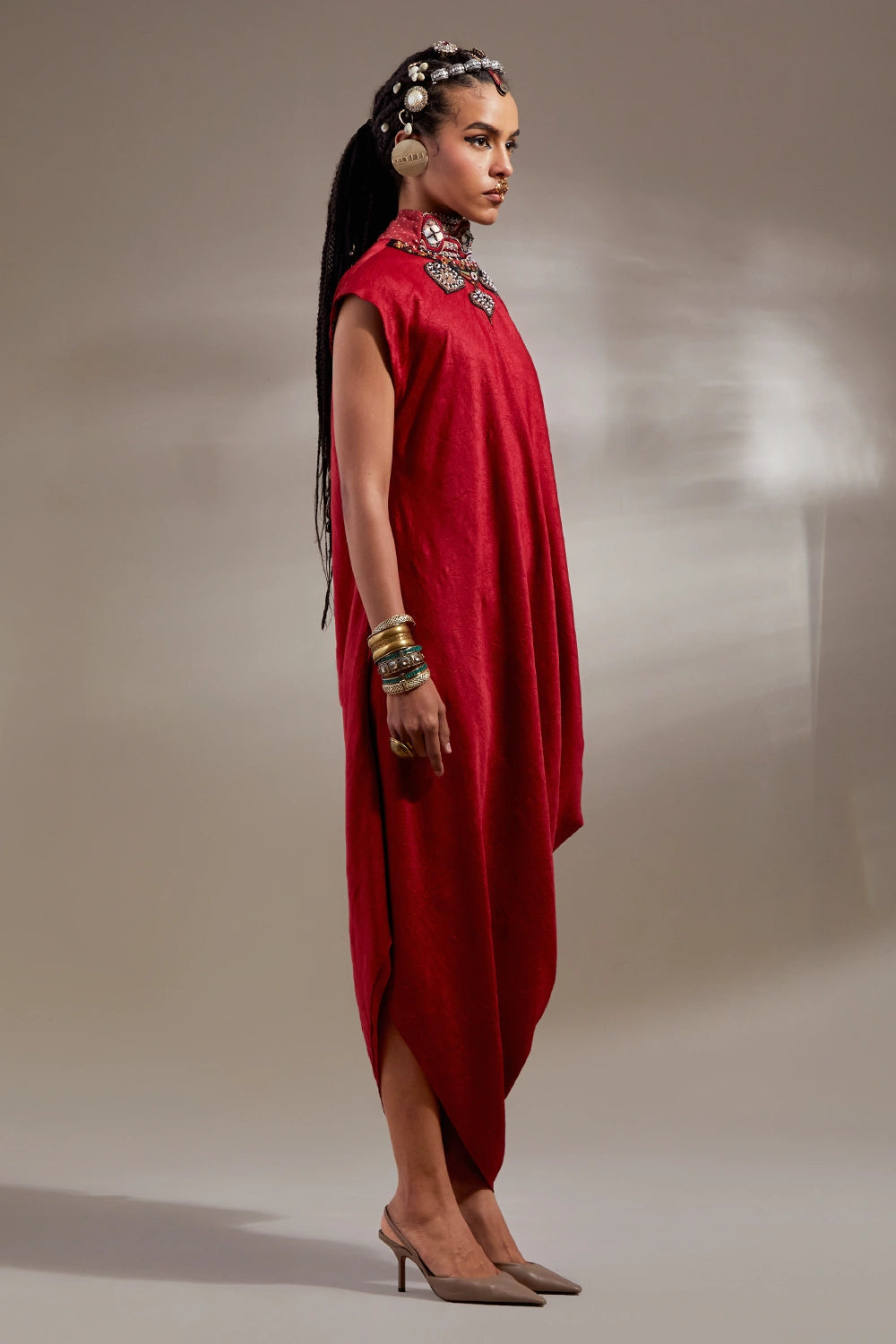 Sindoor Anka Rasa Drop Shoulder Dress
