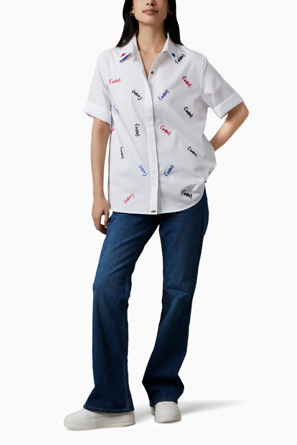 White L'amour Embroidered Shirt