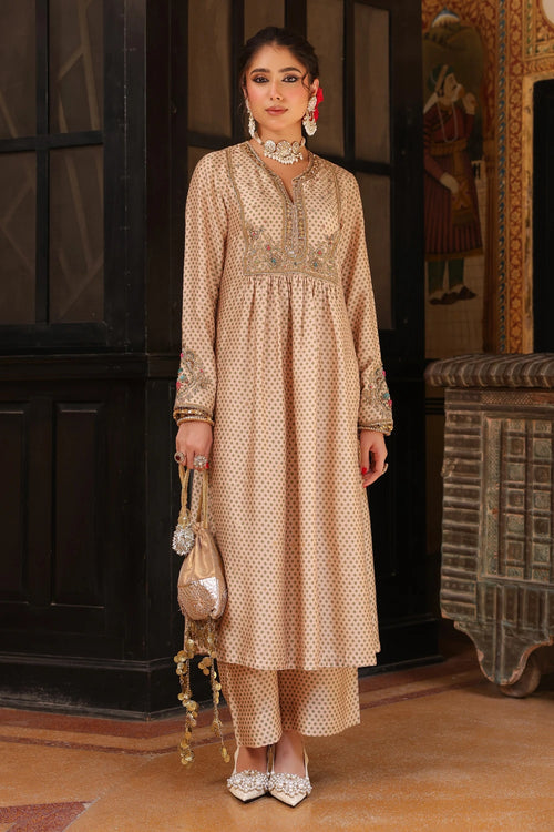 Ahista Ivory Printed Frockstyle Kurta Set